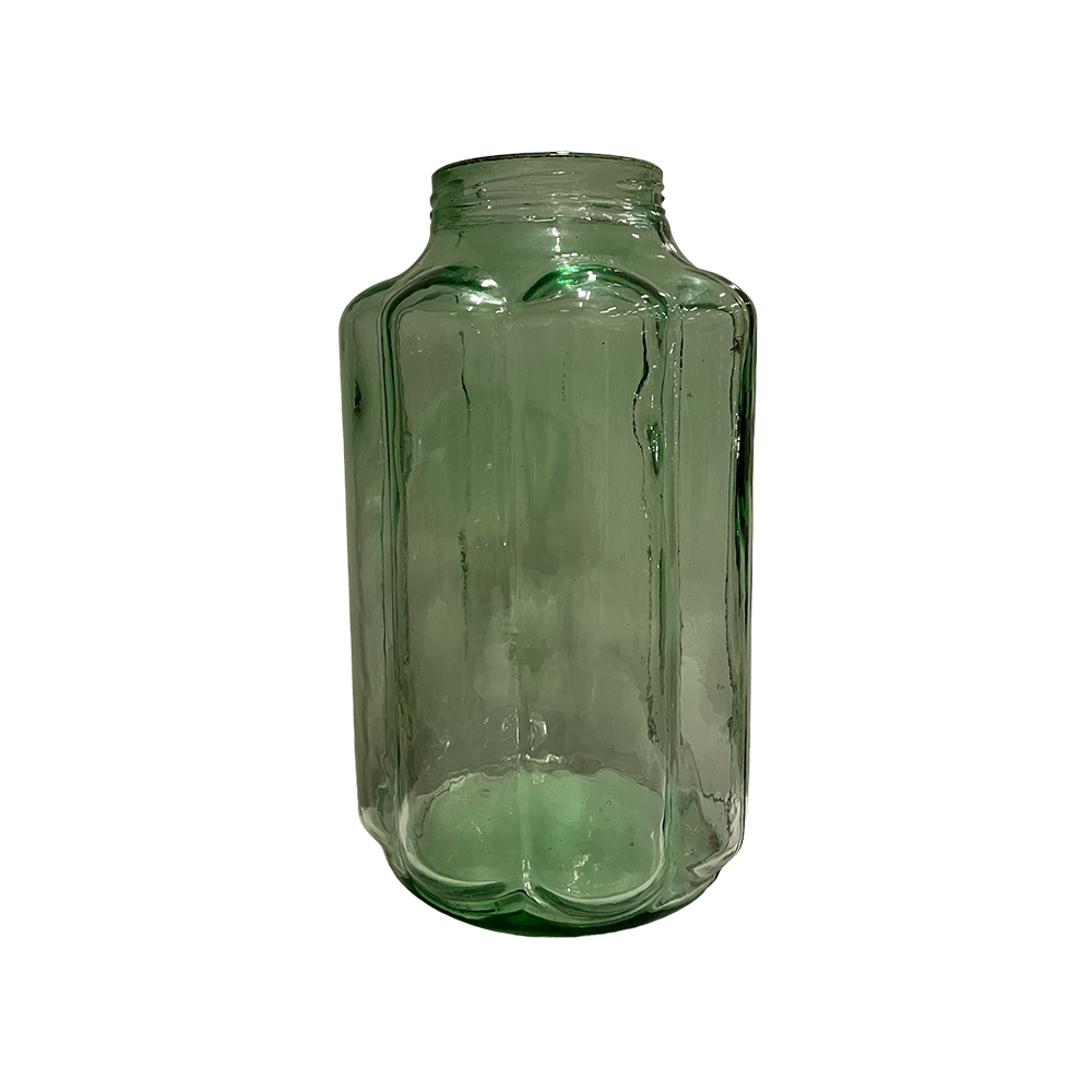 The Kaia Vintage Blown Glass Jar Array Wedding and Event Hire