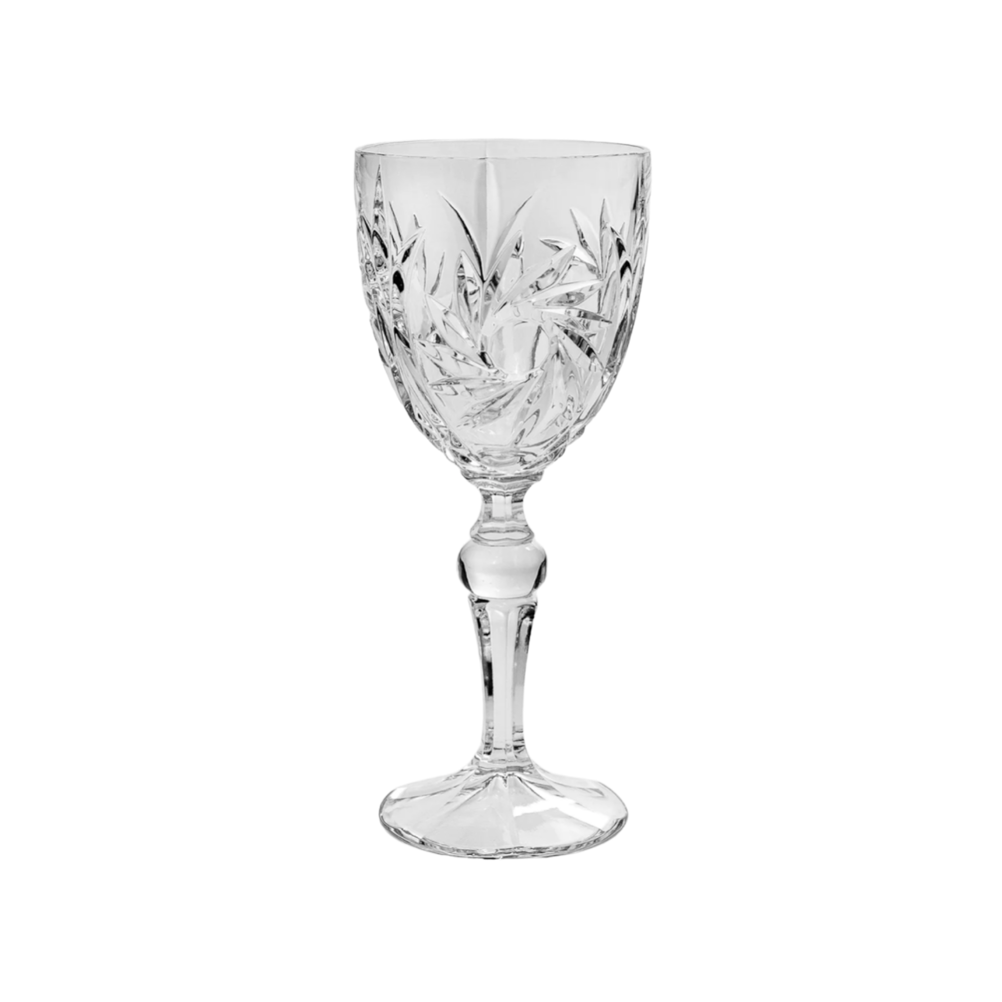 The Mau Vintage Cut Glass Wine Glassware Array Wedding and Event Hire