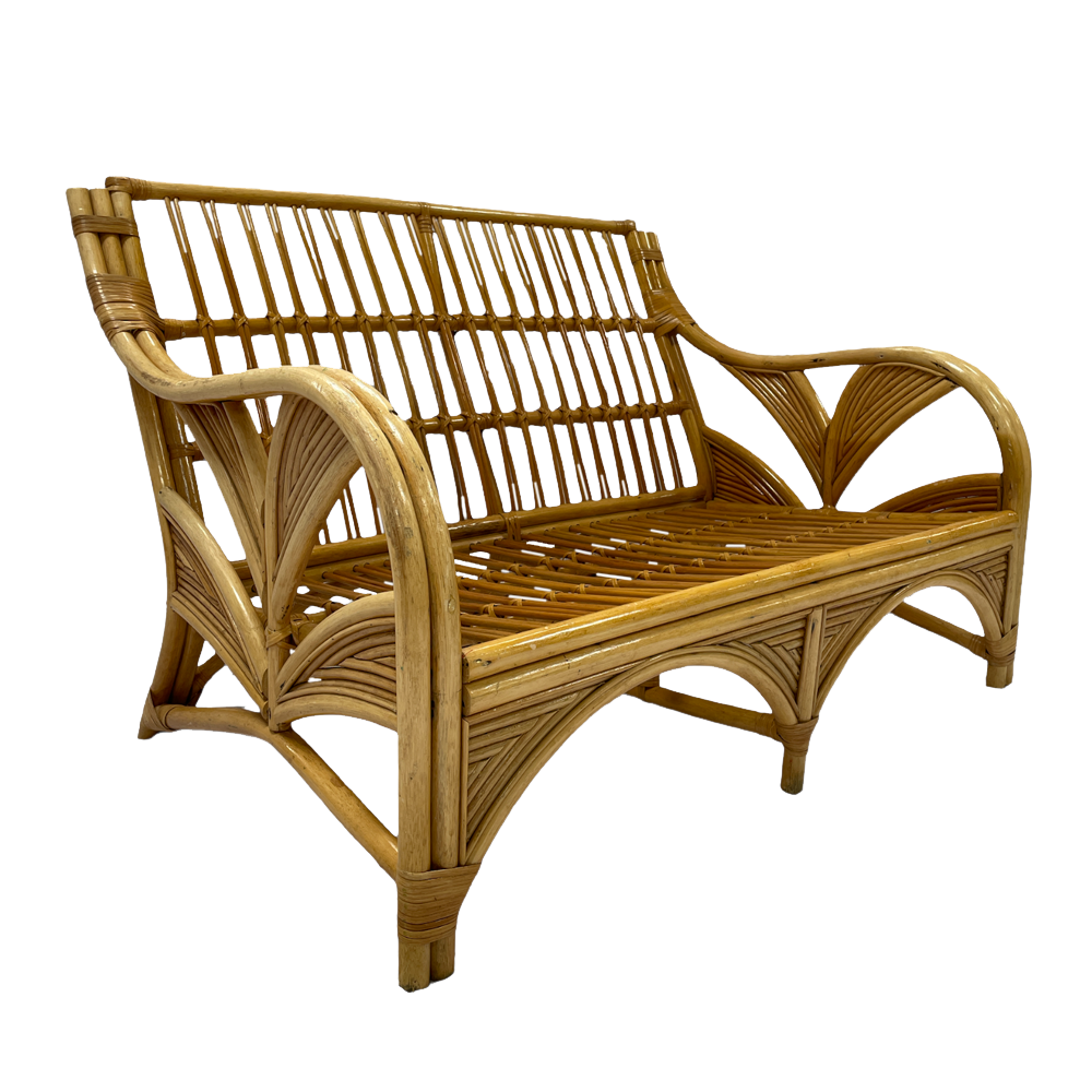 The Riviera Large Cane Sofa Array Wedding and Event Hire