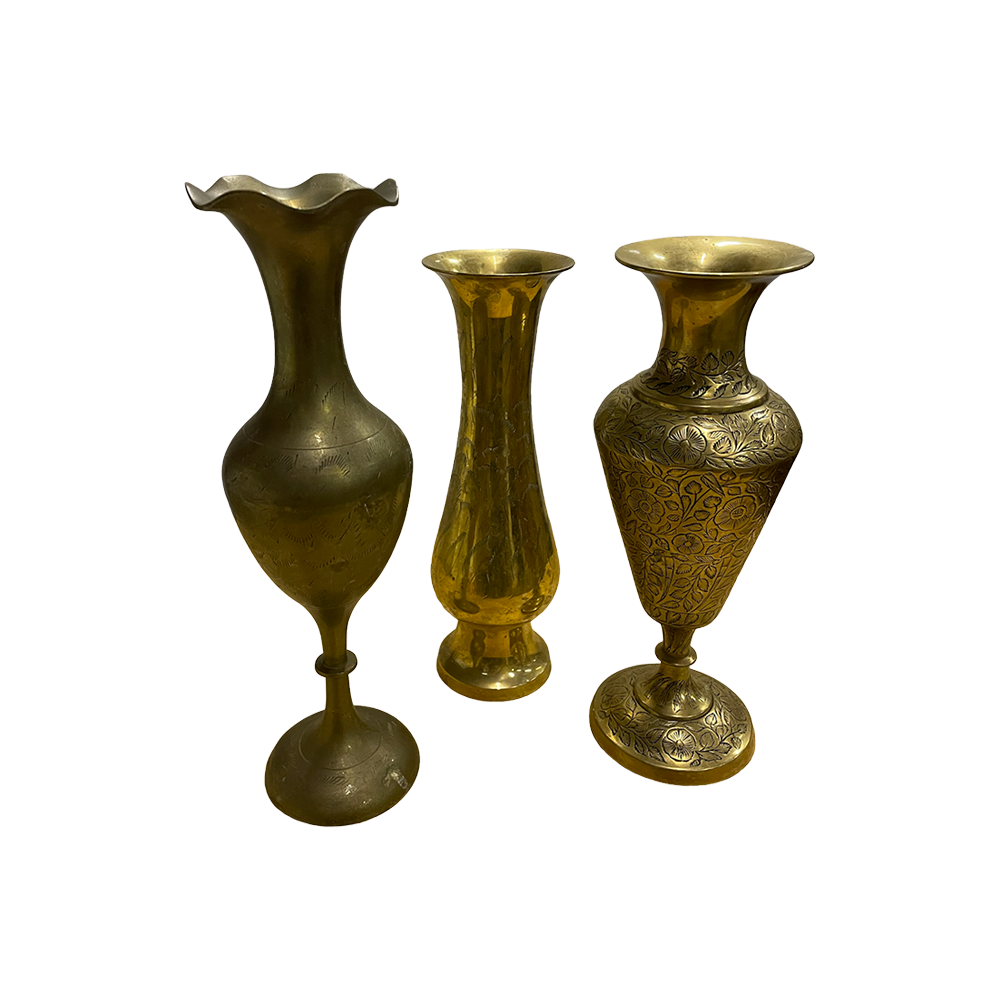 The Salma Medium Brass Bud Vase Array Wedding and Event Hire