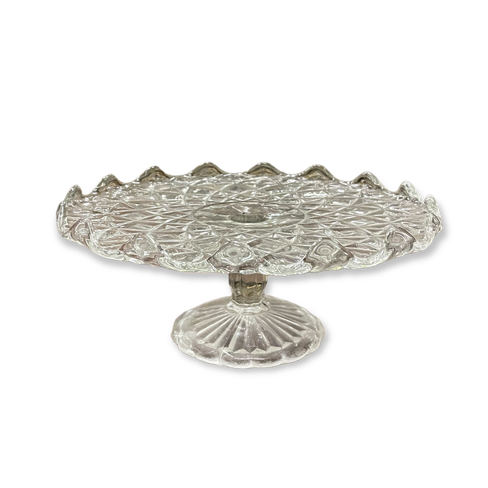 The Pressen Glass Cake Stand Array Wedding and Event Hire