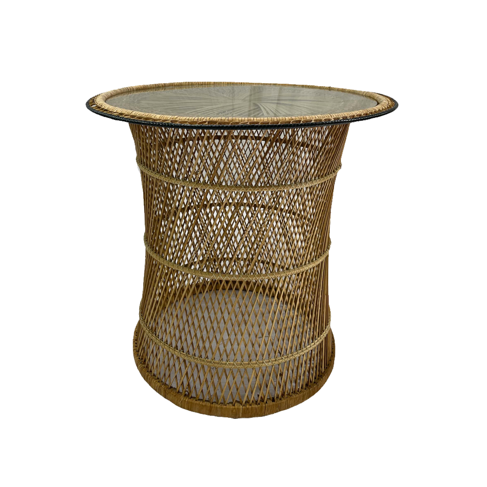 The Largo: Glass Cane Occasional Table - Array Wedding and Event Hire