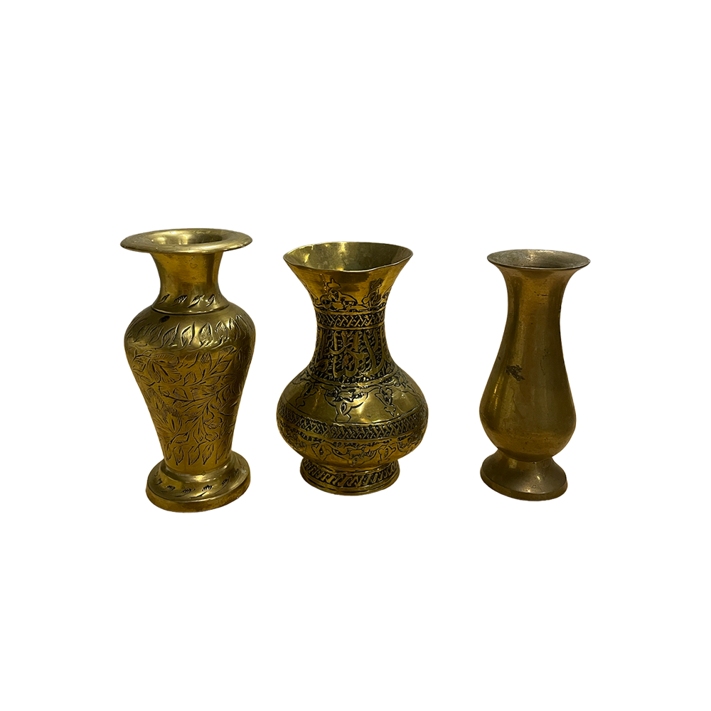 The Salma Small Brass Bud Vase Array Wedding and Event Hire