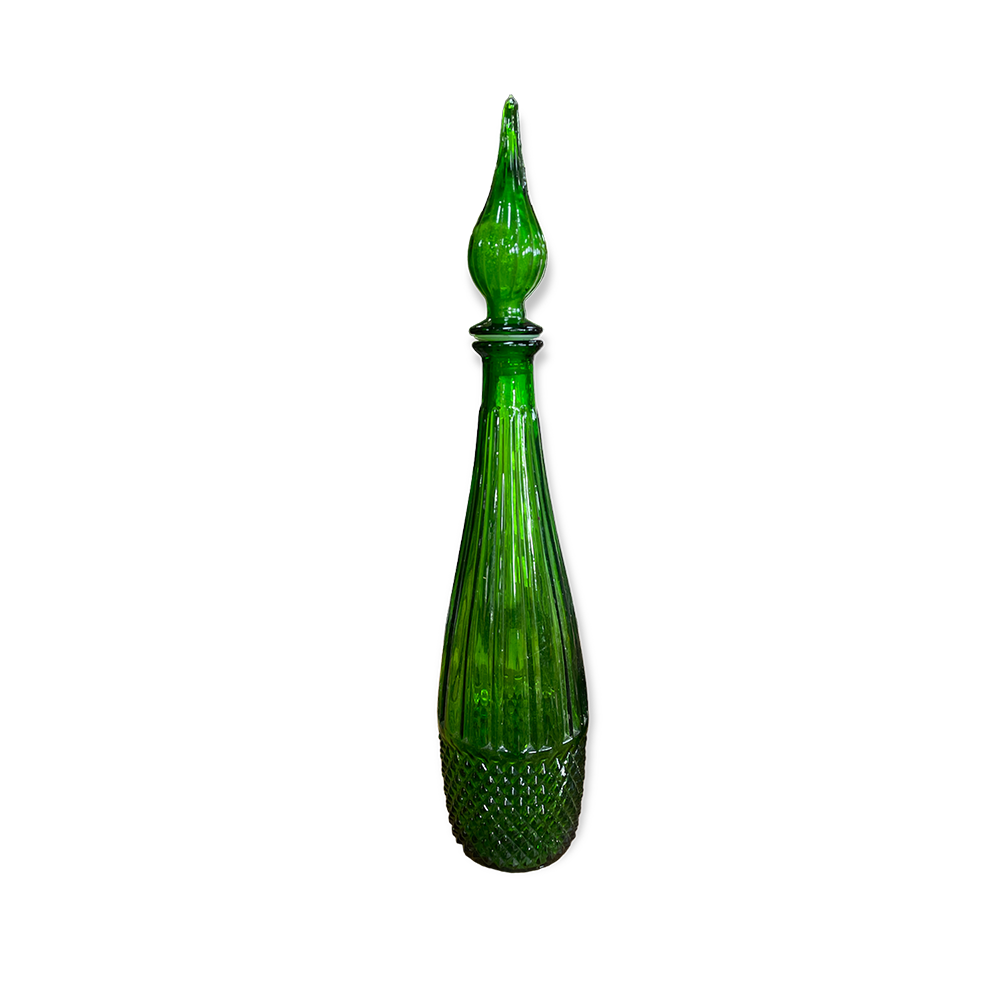 The Colton Midcentury Glass Decanter Array Wedding and Event Hire