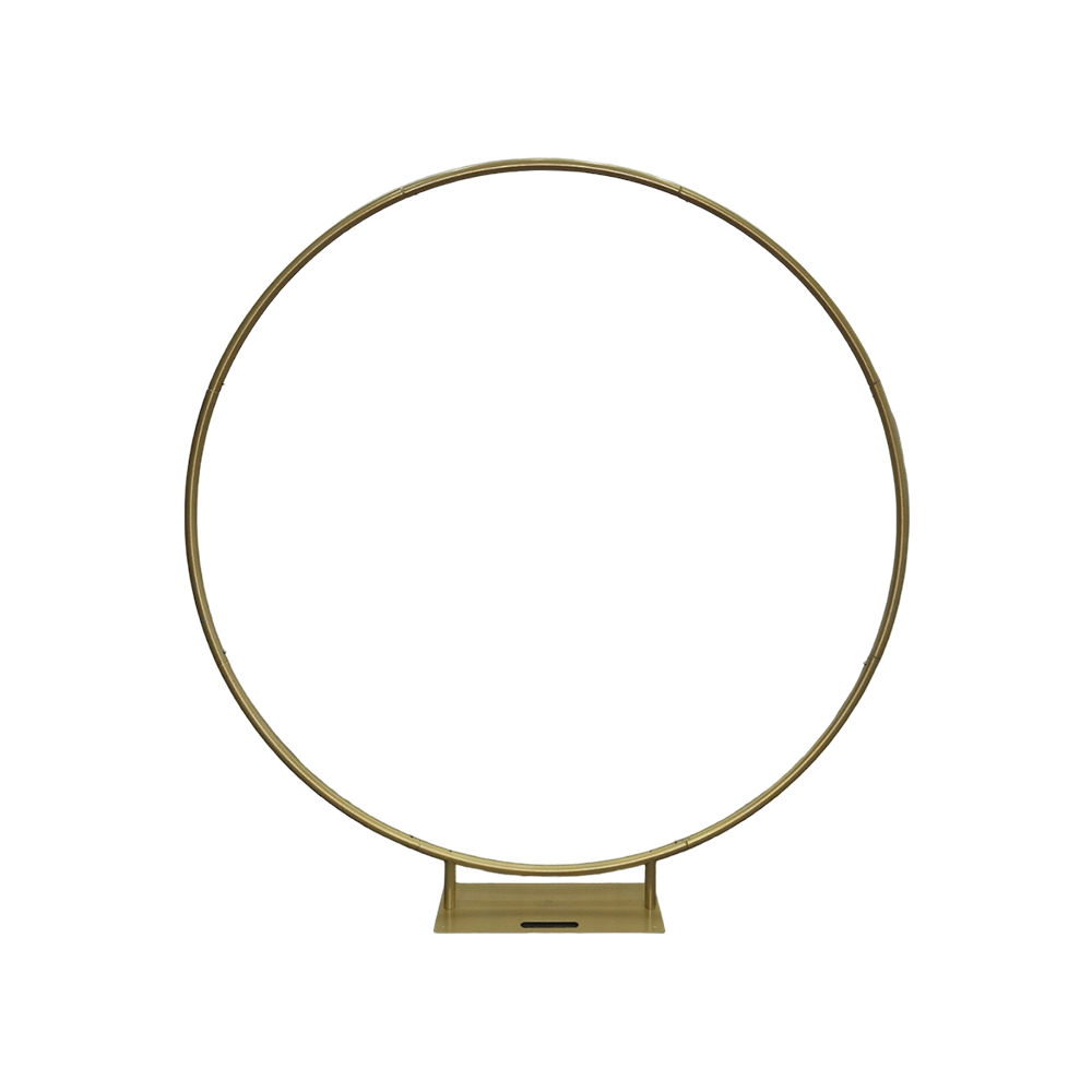 The Cassis Brushed Gold Metal Hoop Frame Array Wedding and Event Hire