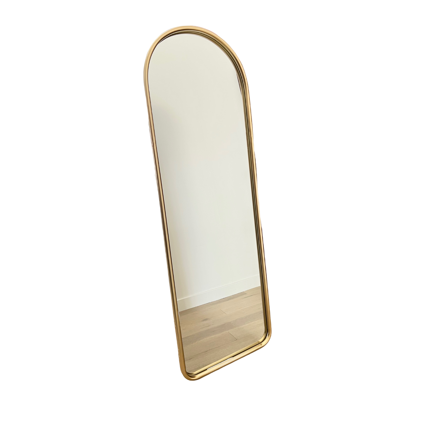 Brass floor store mirror