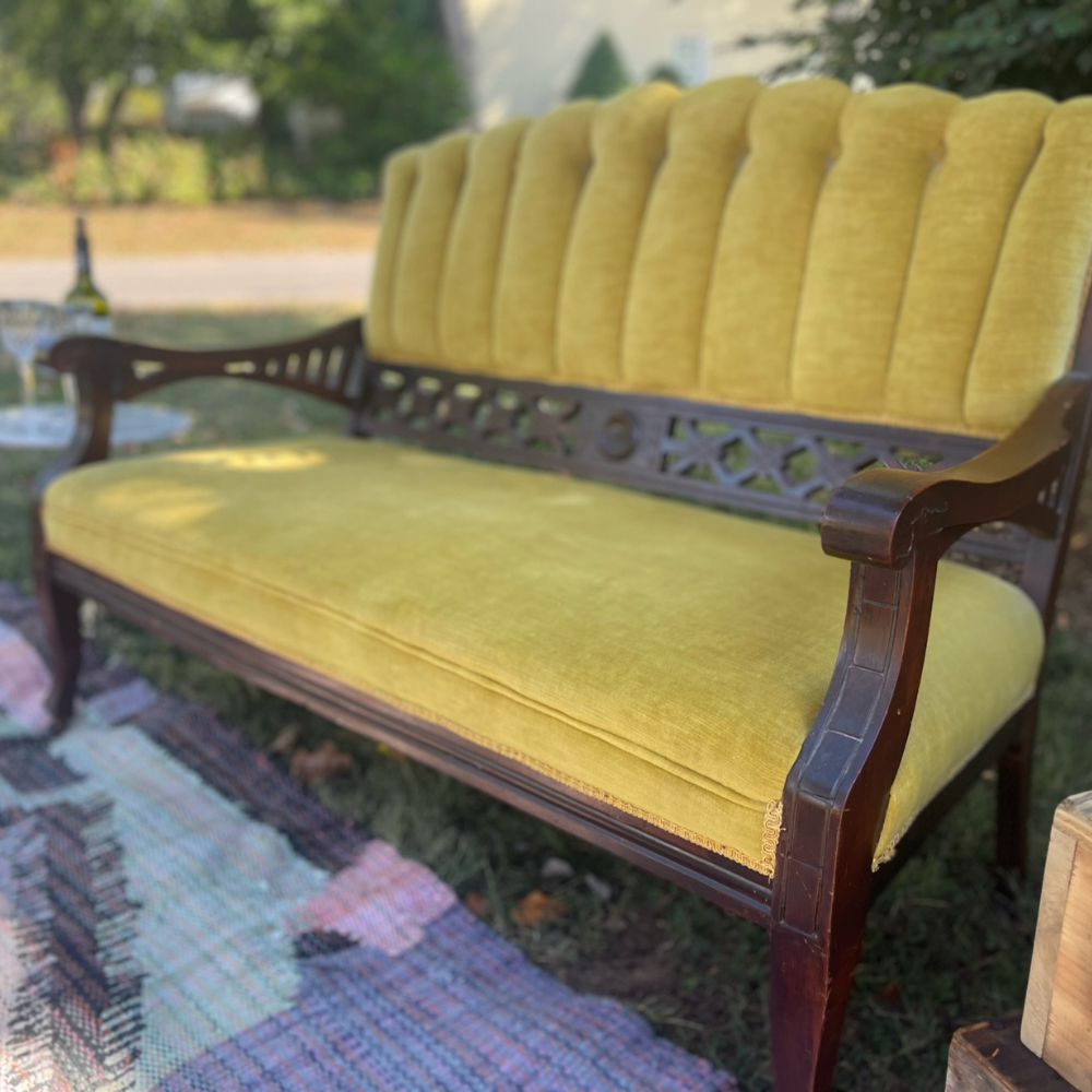 Doris Settee Be Gathered Rentals Huntsville, AL Event Rentals