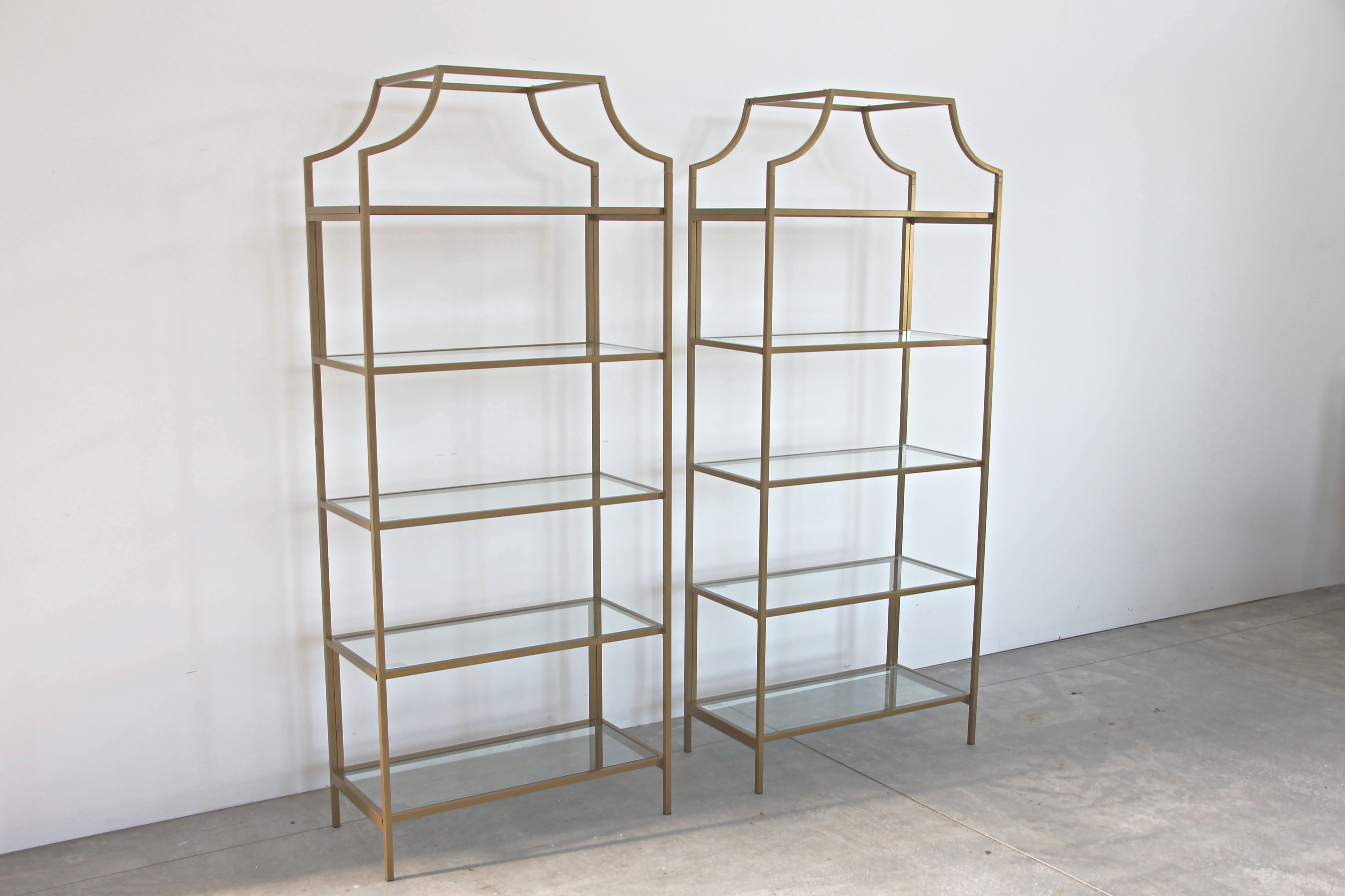 gold etagere shelves Blush Creek Specialty Rentals