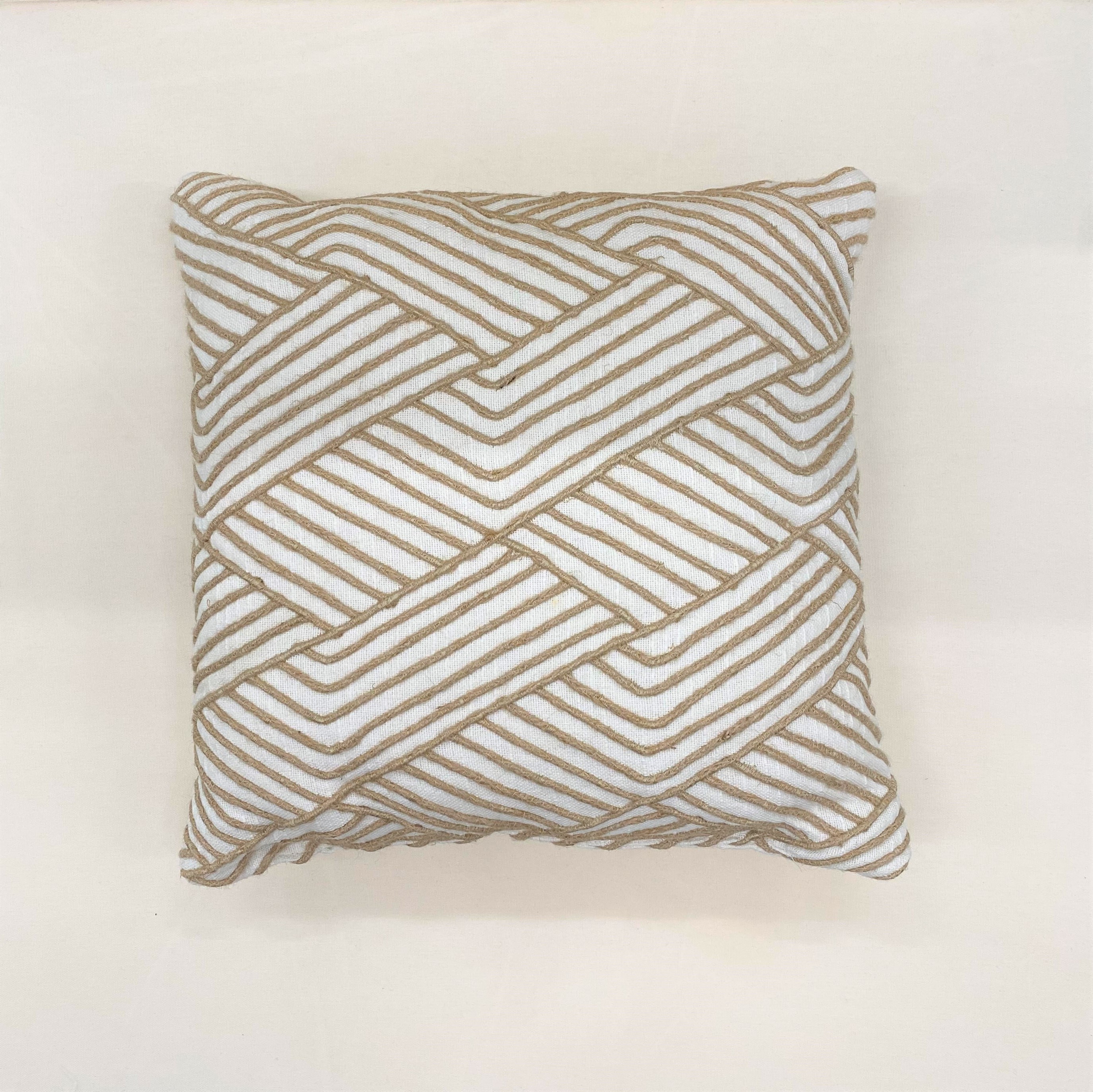 Cream Jute Throw Pillow Collected & Co. Collected & Co.
