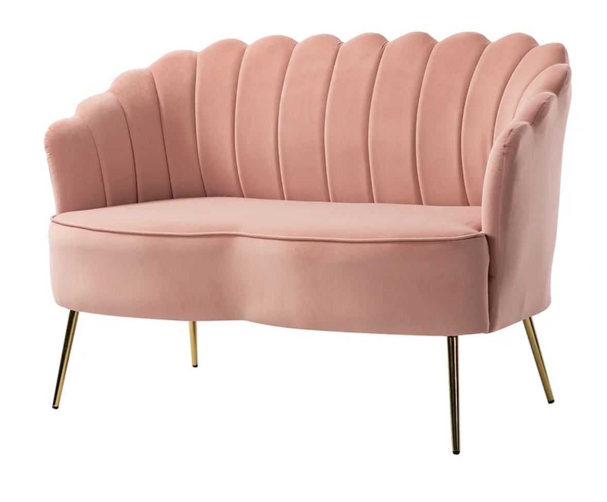 Couch Blush Pink Loveseat Danner and Soli Event Rental