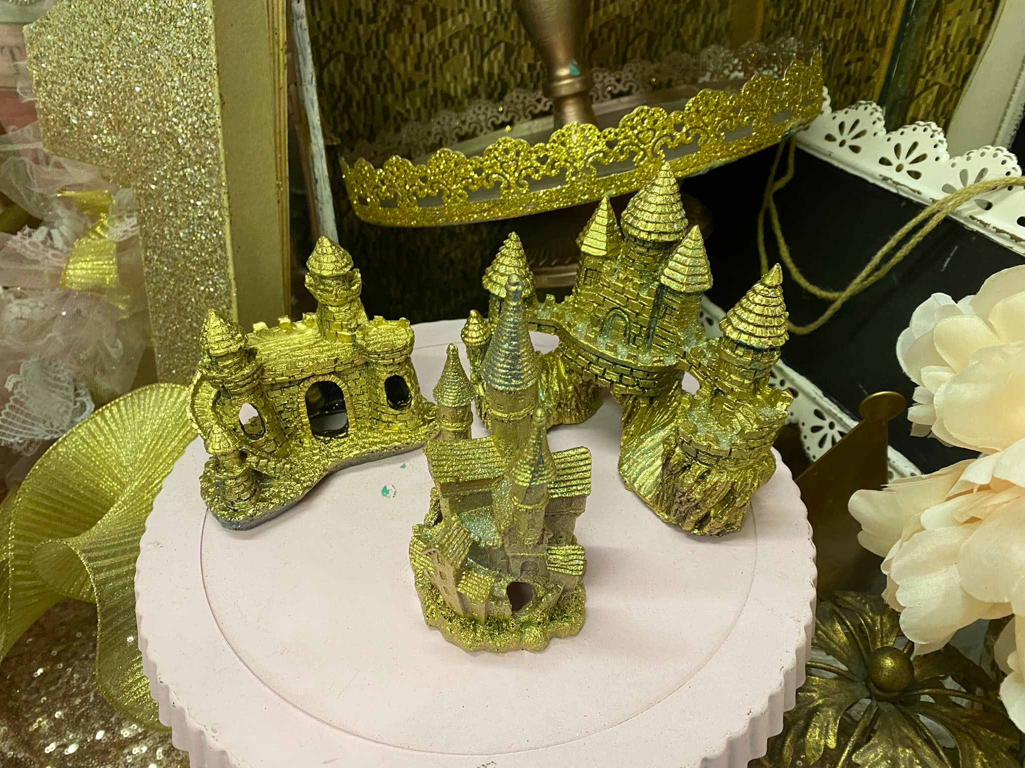 d1303 gold glitter castle Set of 3 For the Love of Pete Salem, Oregon