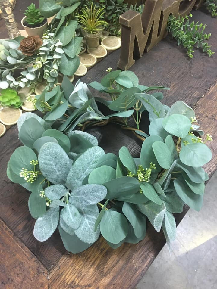 V549 Eucalyptus and Lambs Ear Wreath For the Love of Pete Salem, Oregon
