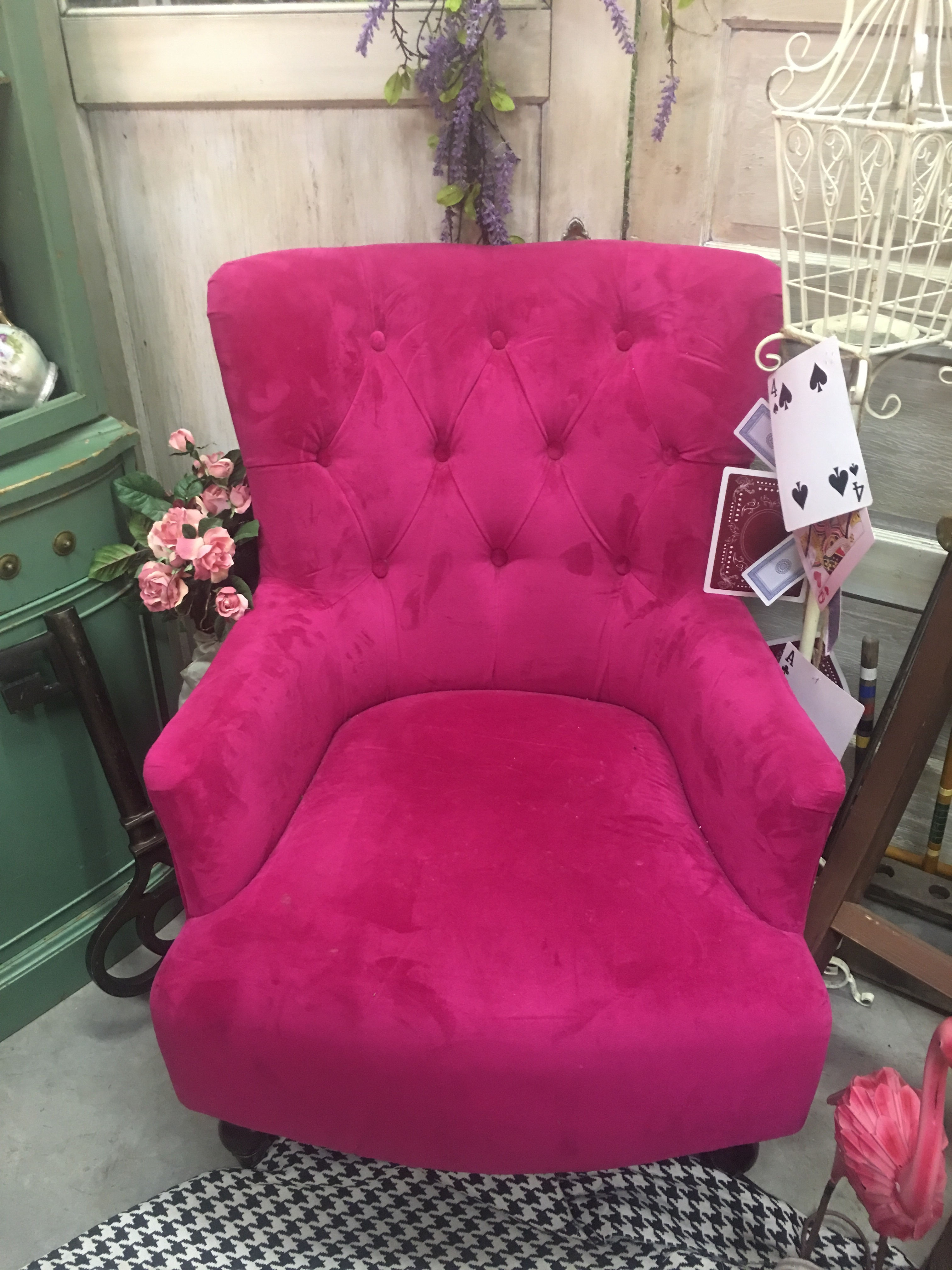 FF186 Hot Pink velvet Tufted Chair For the Love of Pete Salem