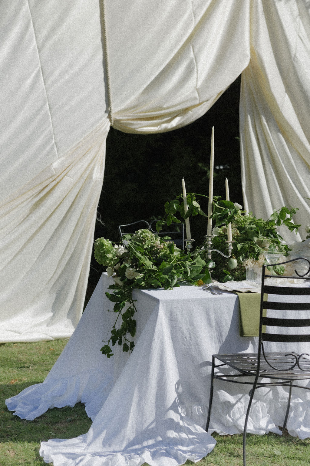 XL Ruffle White Tablecloth - Rectangle / Trestlecloth - Found Collective
