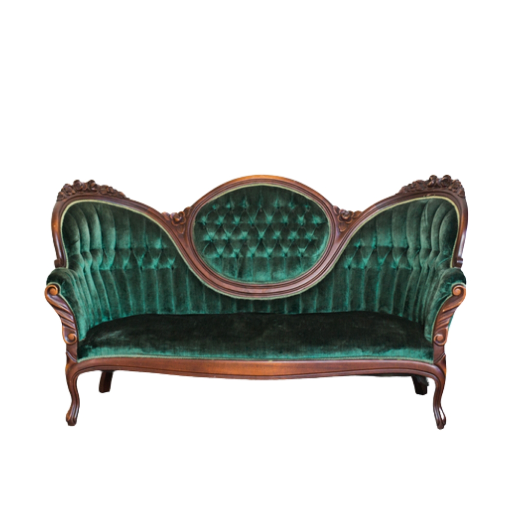 Green victorian deals couch