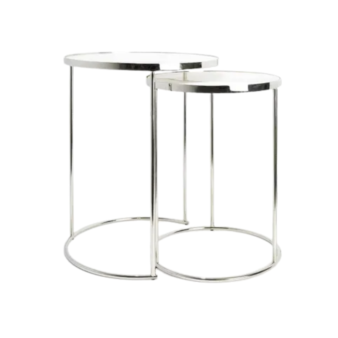 Silver nesting outlet side tables