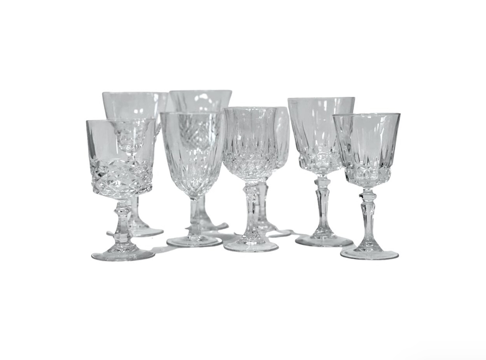 Assorted Crystal Wine Glasses Indigo Event Rentals