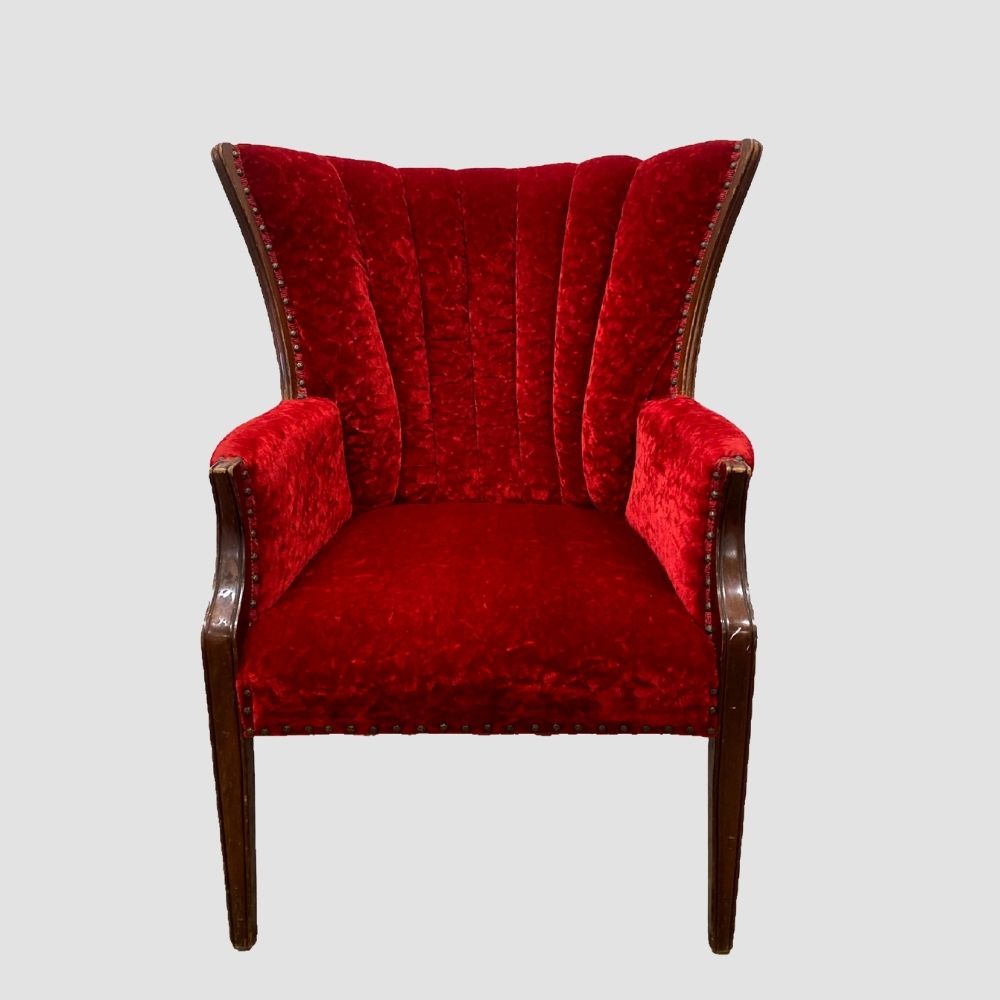 Red velvet wingback chair new arrivals