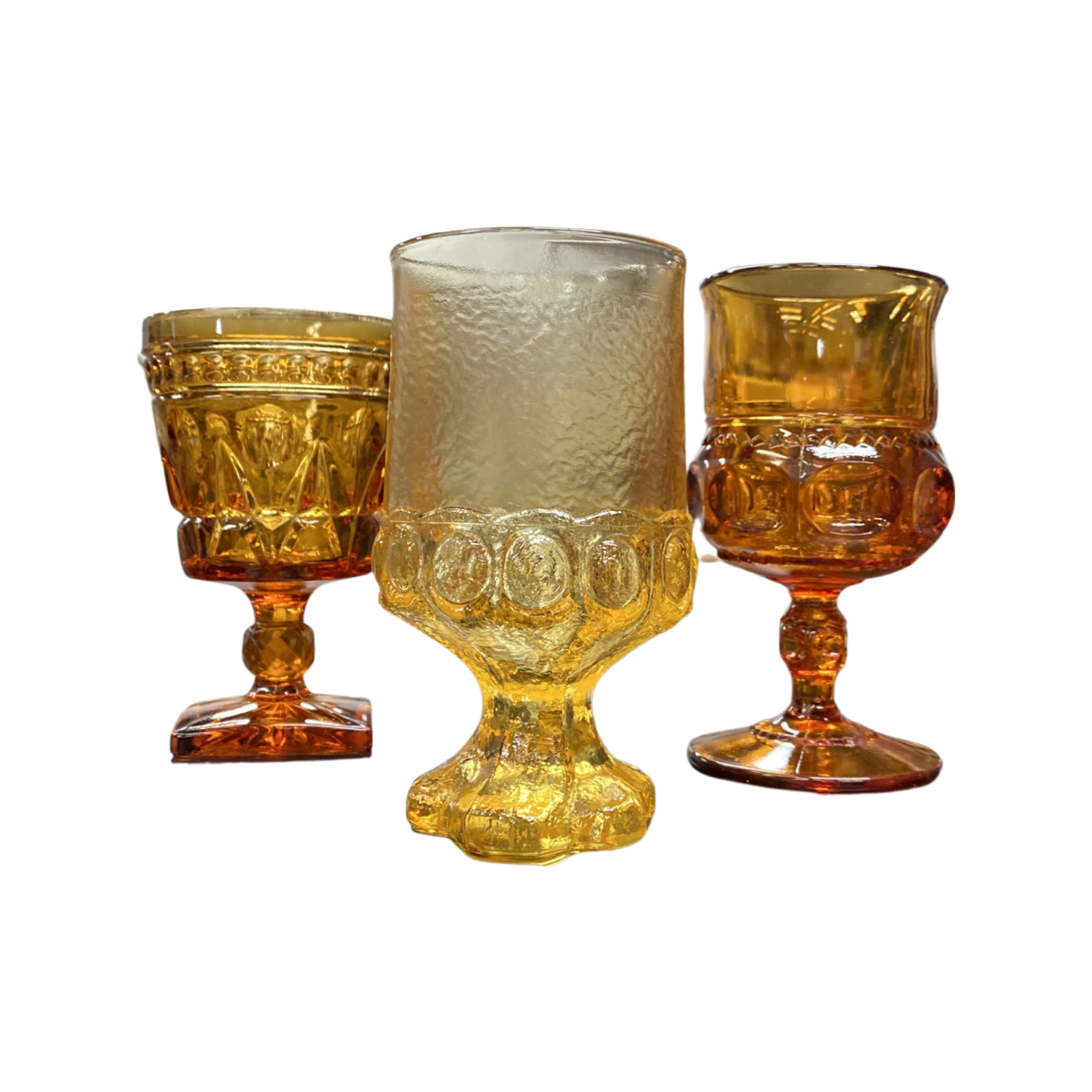 Yellow Drinking Glasses, Amber Glass Water Tumblers, Vintage Glassware -  Mendez Manor