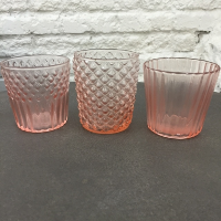 pink glass votives