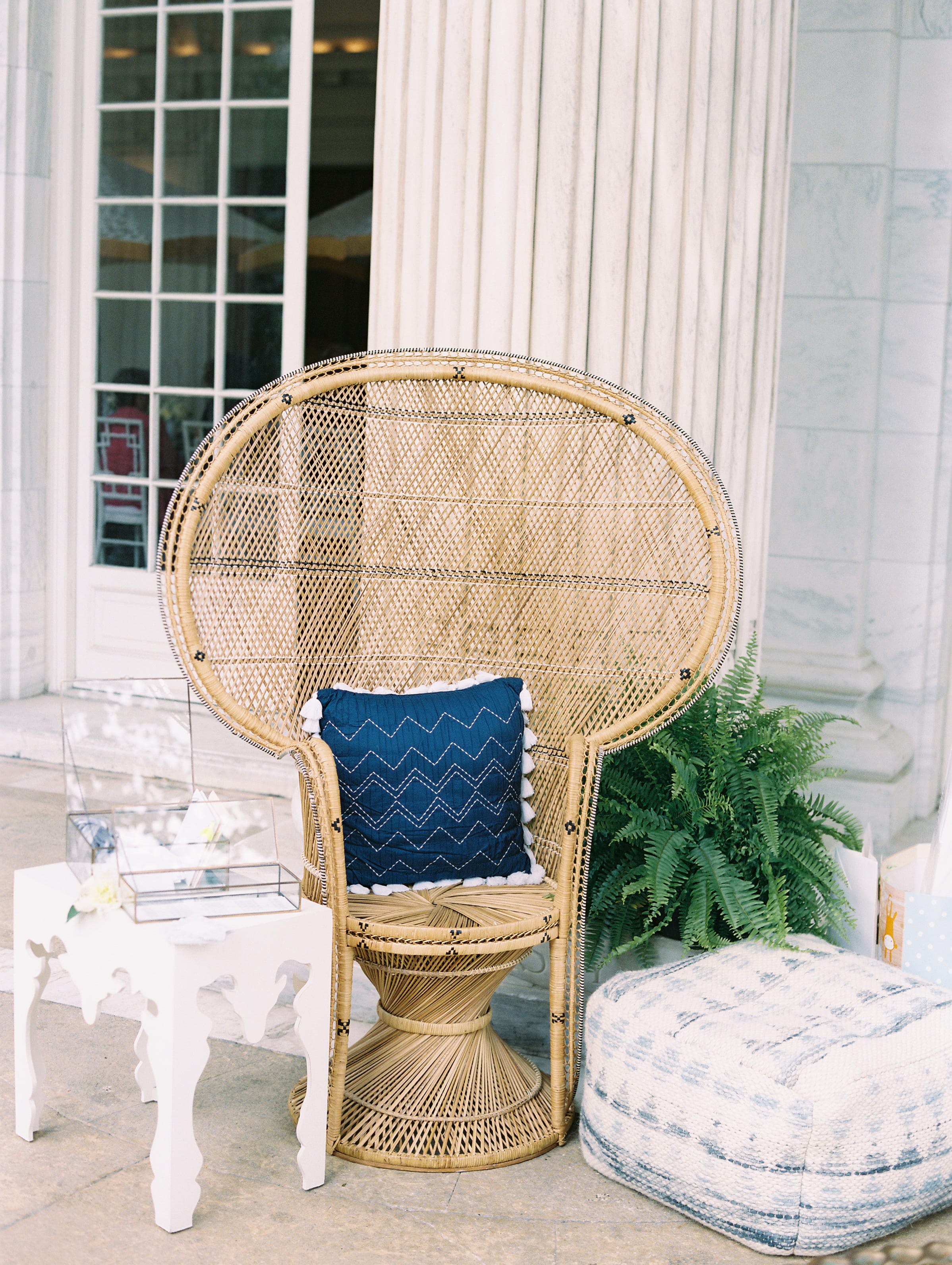 Boho Wicker Peacock Chairs DC Wedding Event Rentals White